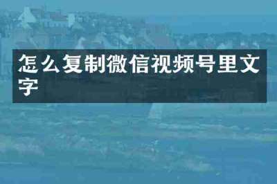 怎么复制微信视频号里文字