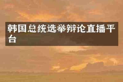 韩国总统选举辩论直播平台