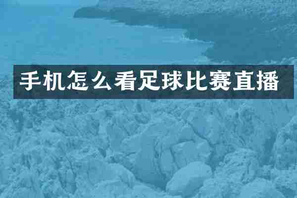 手机怎么看足球比赛直播