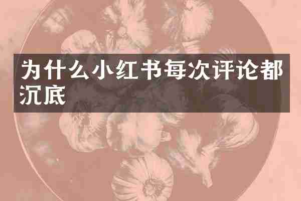 为什么小红书每次评论都沉底