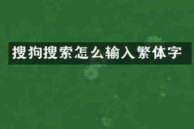 搜狗搜索怎么输入繁体字