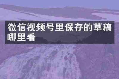 微信视频号里保存的草稿哪里看