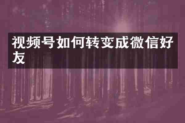 视频号如何转变成微信好友