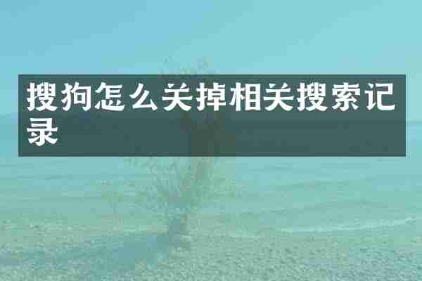 搜狗怎么关掉相关搜索记录