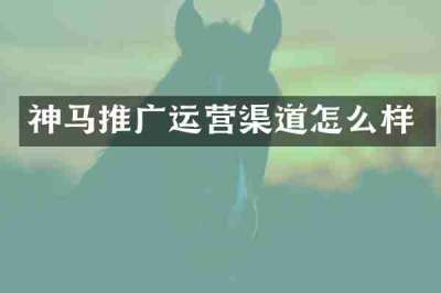 神马推广运营渠道怎么样