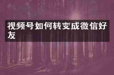 视频号如何转变成微信好友