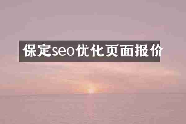 保定seo优化页面报价