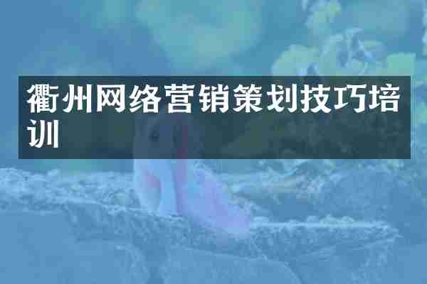 衢州网络营销策划技巧培训