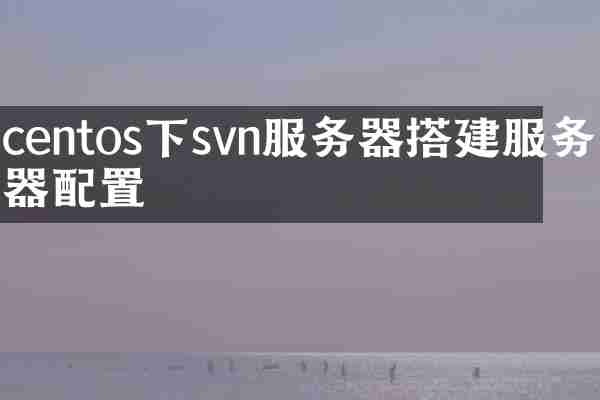 centos下svn服务器搭建服务器配置