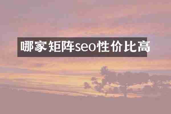 哪家矩阵seo性价比高