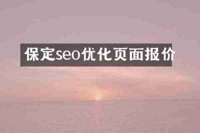 保定seo优化页面报价