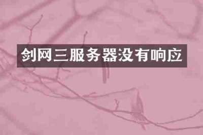 剑网三服务器没有响应