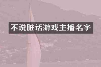 不说脏话游戏主播名字