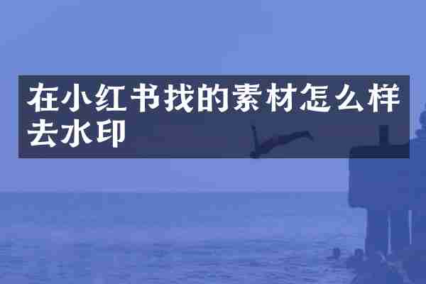 在小红书找的素材怎么样去水印