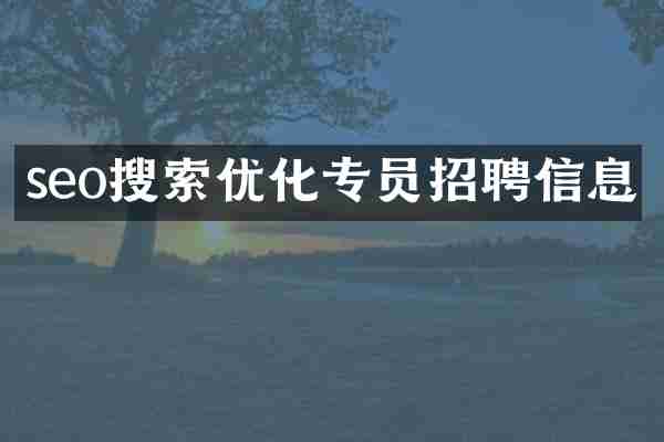 seo搜索优化专员招聘信息