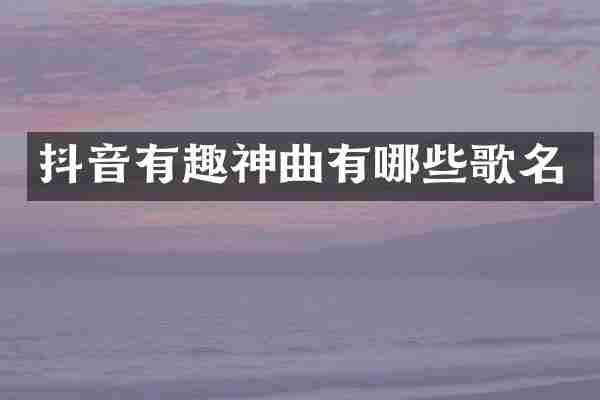 抖音有趣神曲有哪些歌名