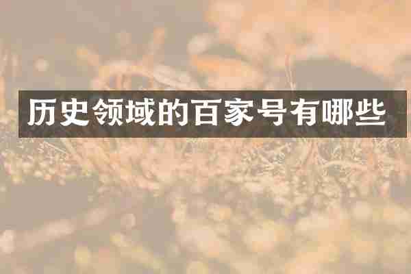 历史领域的百家号有哪些