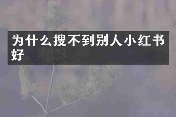为什么搜不到别人小红书好