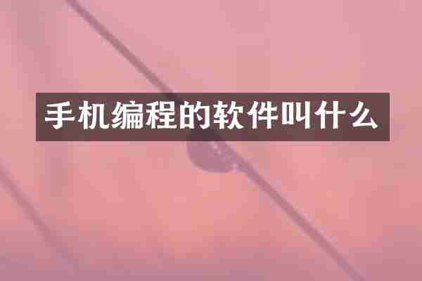 手机编程的软件叫什么