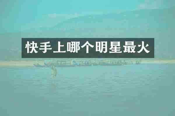 快手上哪个明星最火