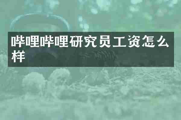 哔哩哔哩研究员工资怎么样