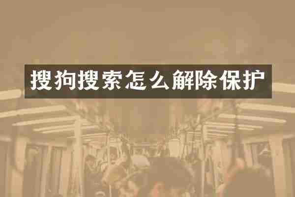 搜狗搜索怎么解除保护