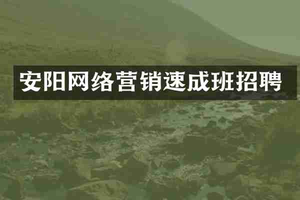 安阳网络营销速成班招聘