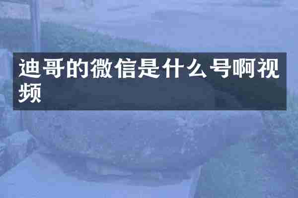 迪哥的微信是什么号啊视频