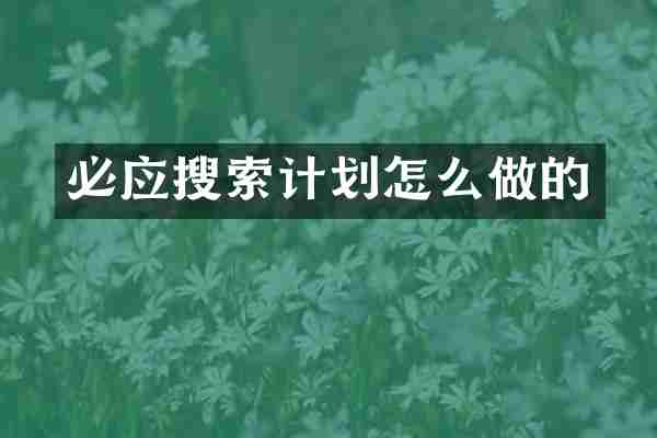 必应搜索计划怎么做的