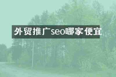 外贸推广seo哪家便宜