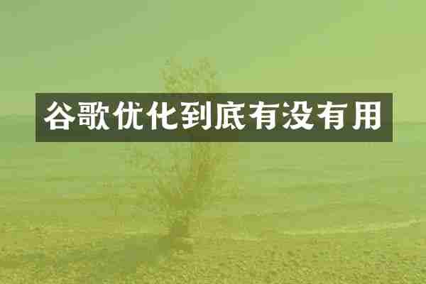 谷歌优化到底有没有用