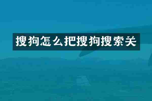 搜狗怎么把搜狗搜索关