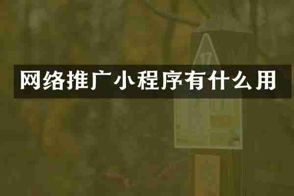 网络推广小程序有什么用
