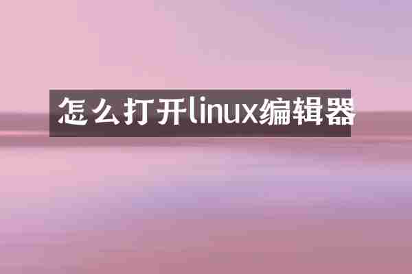 怎么打开linux编辑器