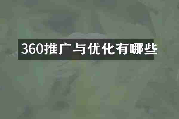 360推广与优化有哪些