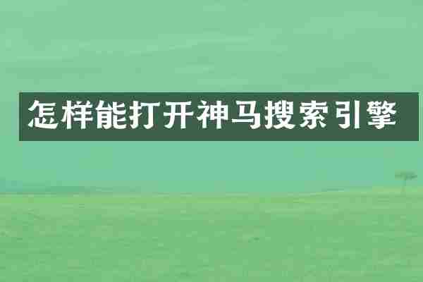 怎样能打开神马搜索引擎