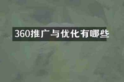 360推广与优化有哪些
