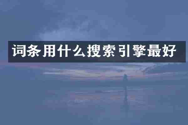 词条用什么搜索引擎最好