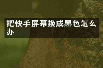 把快手屏幕换成黑色怎么办