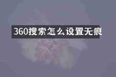 360搜索怎么设置无痕