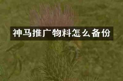 神马推广物料怎么备份