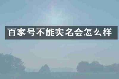 百家号不能实名会怎么样