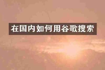 在国内如何用谷歌搜索