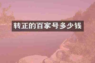 转正的百家号多少钱