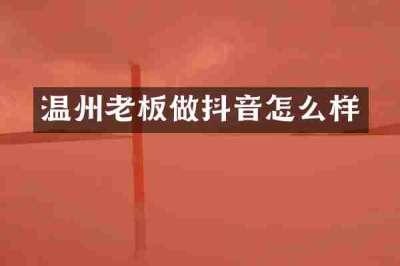 温州老板做抖音怎么样