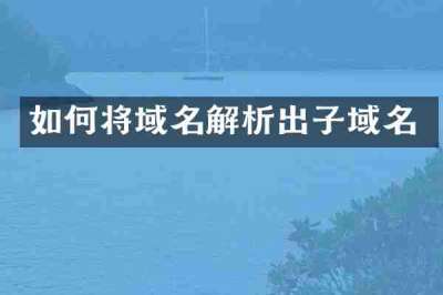 如何将域名解析出子域名