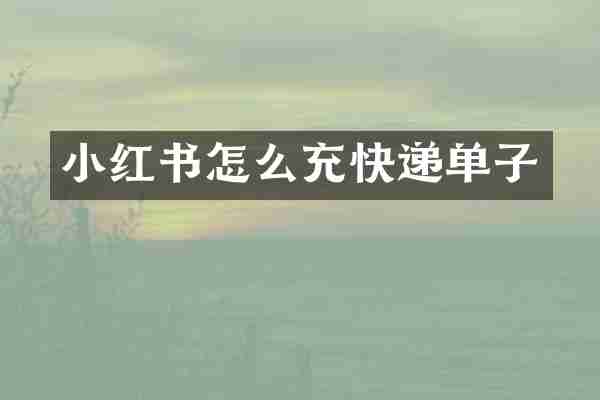 小红书怎么充快递单子