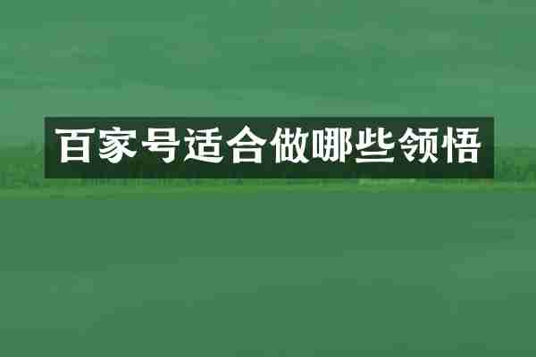 百家号适合做哪些领悟