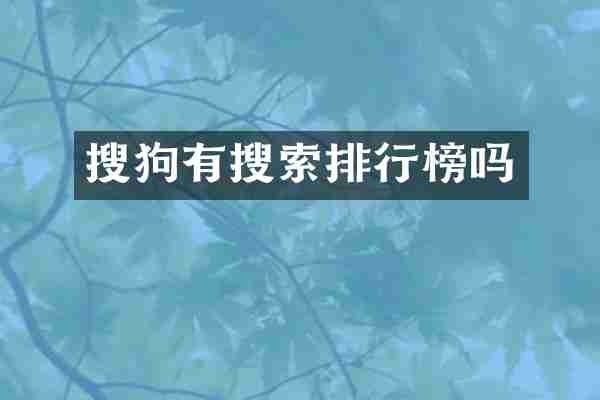 搜狗有搜索排行榜吗