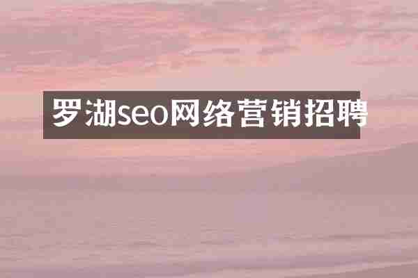 罗湖seo网络营销招聘